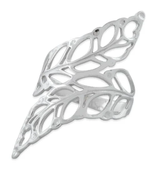 Ladies gold eternity ring-Sterling Silver Extravagant Leaves Ring