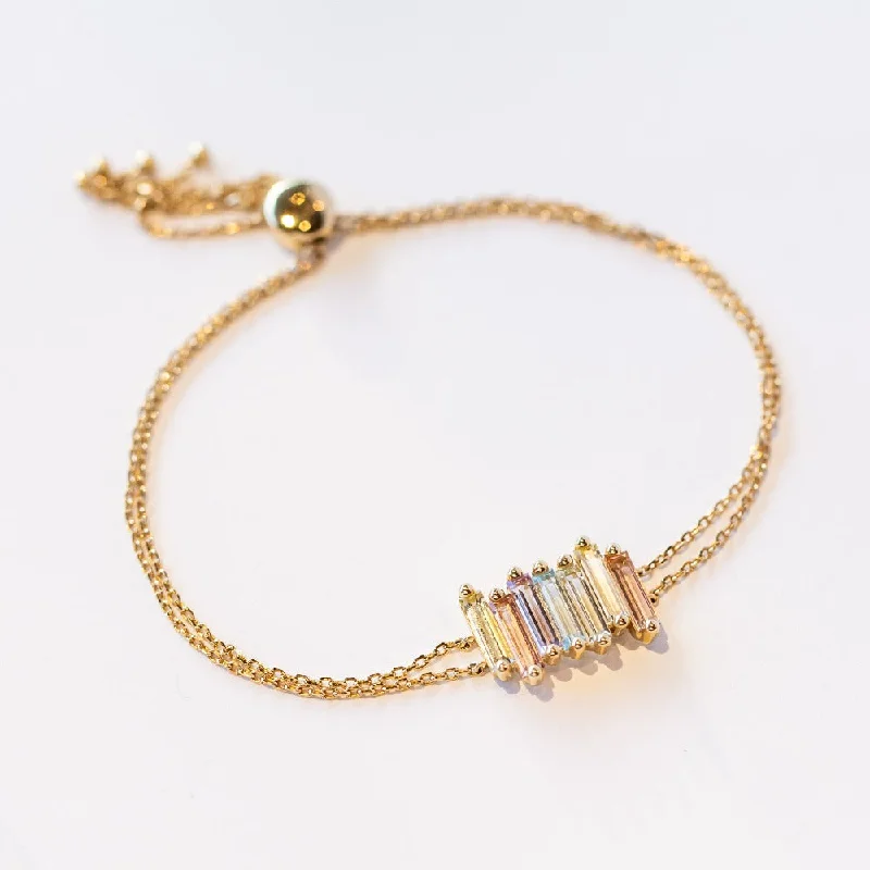 Ladies delicate bracelet-Suzanne Kalan | 14k Mixed Gemstone Adjustable Chain Bracelet