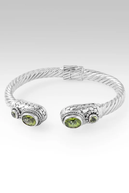 Ladies birthstone bangle-Redeemed Soul Tip-to-Tip Bracelet™ in Peridot