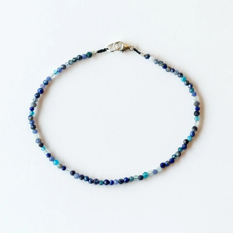 Ladies sparkling bracelet-Margaret Solow | Dark Blue Multi Gem Bracelet