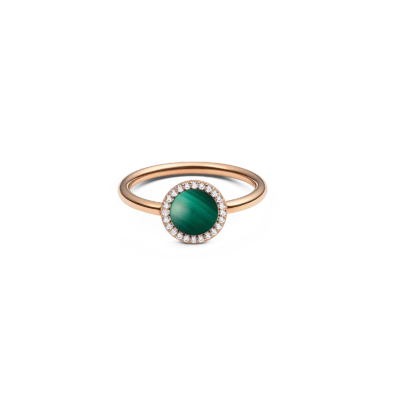 Ladies wedding and engagement ring set-Audrey Ring Malachite Rose Gold