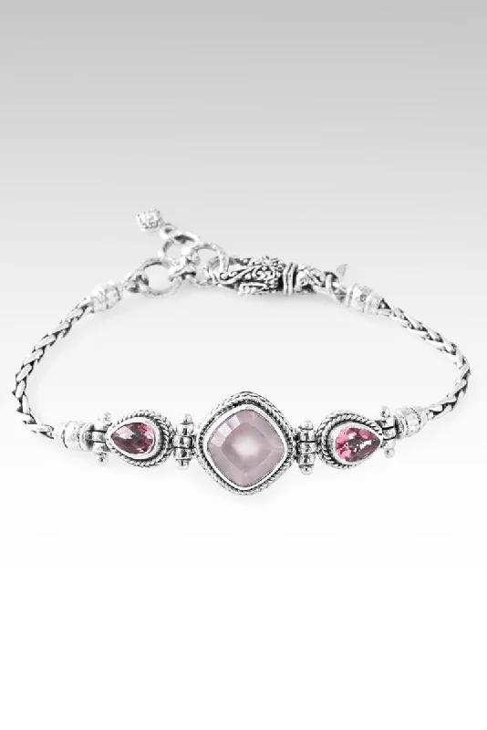 Ladies crystal bracelet-Trust His Word Bracelet™ in Cloud Pink Rose Quartz