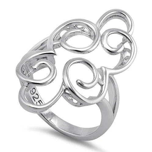 Ladies wedding band-Sterling Silver Pattern Swirl Ring