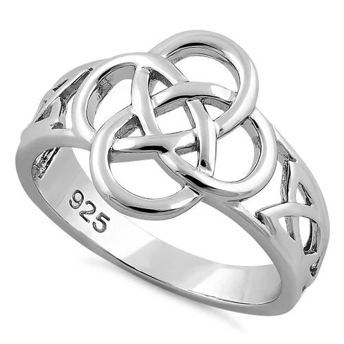 Ladies oval diamond ring-Sterling Silver Celtic Ring