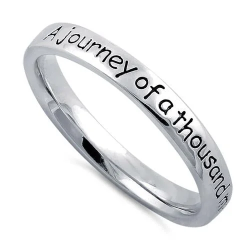 Ladies halo ring-Sterling Silver "A Journey Of A Thousand Miles Begins With A Single Step" Ring