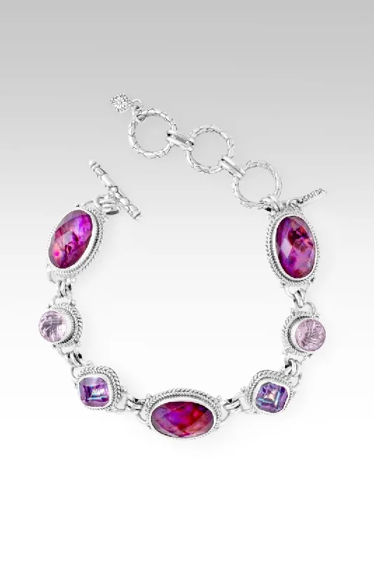 Ladies gemstone bangles-Journey to Wholeness Bracelet II™ in Pink Purple Abalone & Quartz Triplet