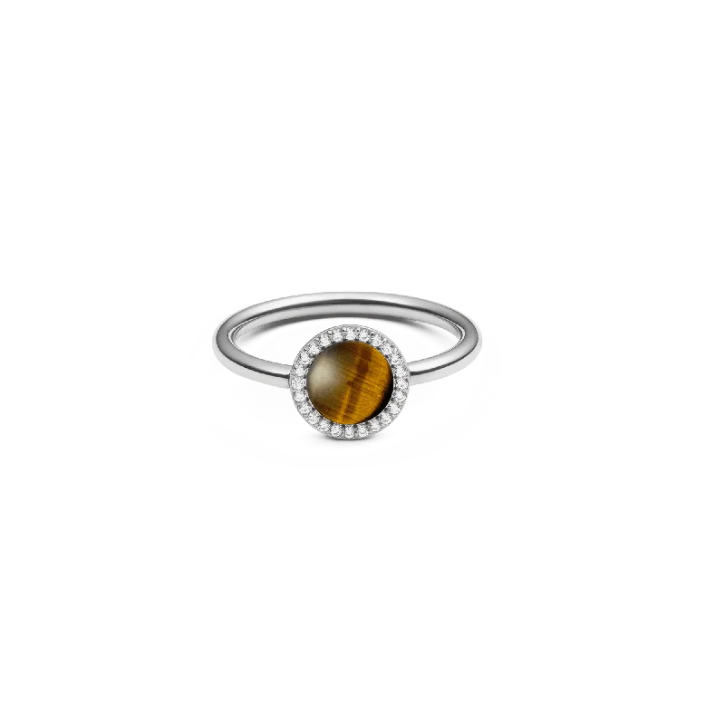 Ladies platinum ring-Audrey Ring Tiger Eye Silver