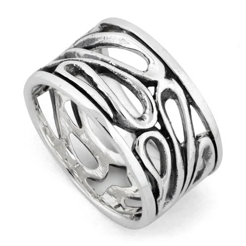 Ladies matching wedding band-Sterling Silver Swirl Ring