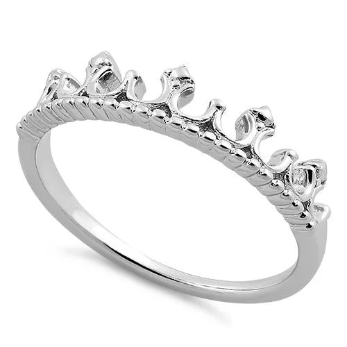 Ladies black sapphire ring-Sterling Silver Princess Tiara Ring