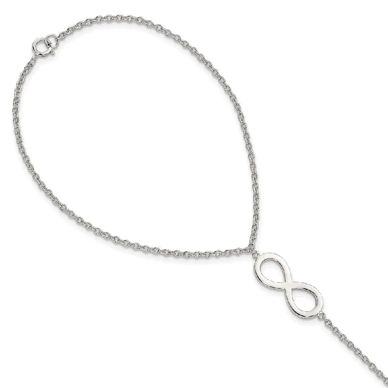 Ladies vintage bracelet-925 Sterling Silver RH-plated Infinity Symbol Attached Ring/Bracelet, 7"