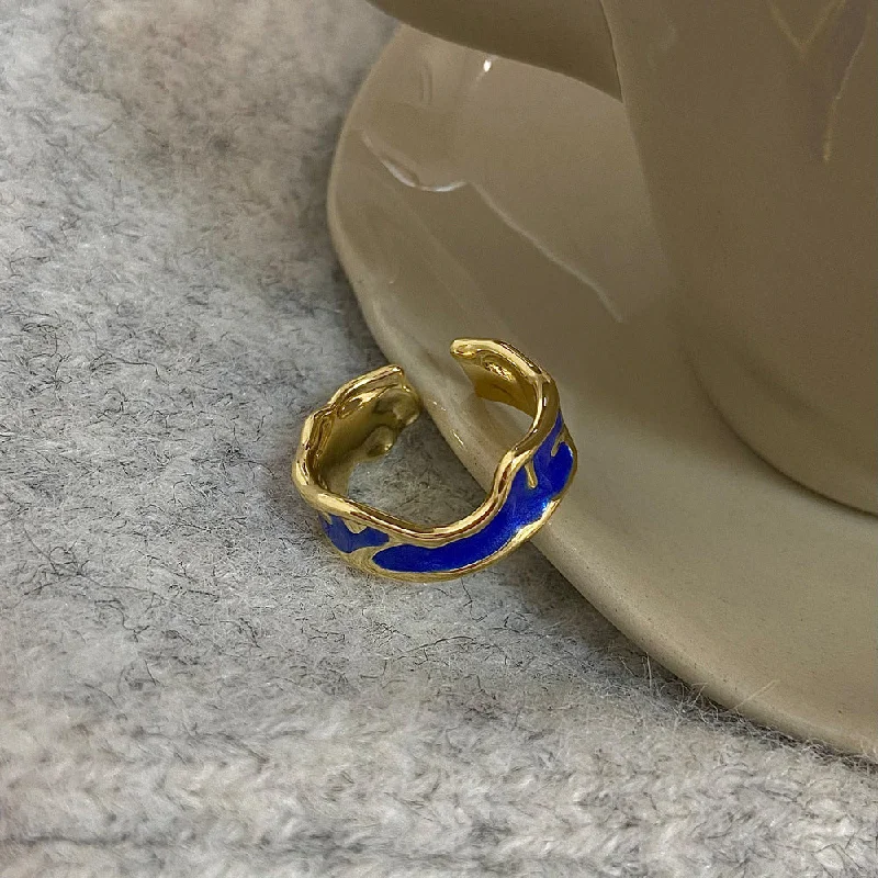 Blue Drip Pattern Ring