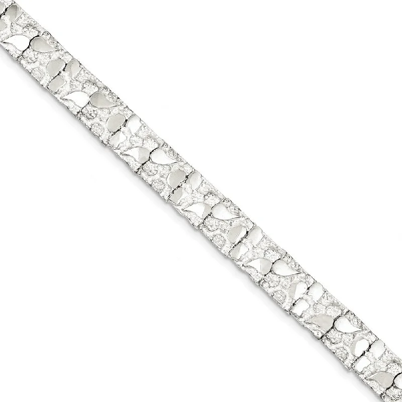 Ladies friendship bracelet-925 Sterling Silver 9mm Nugget Bracelet, 7"