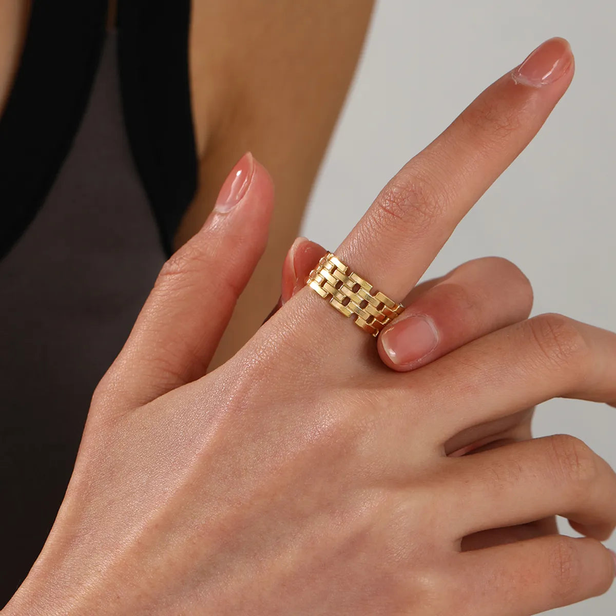 Ladies ring with diamonds-Vintage Style Geometric Stainless Steel Plating 18k Gold Plated Open Rings