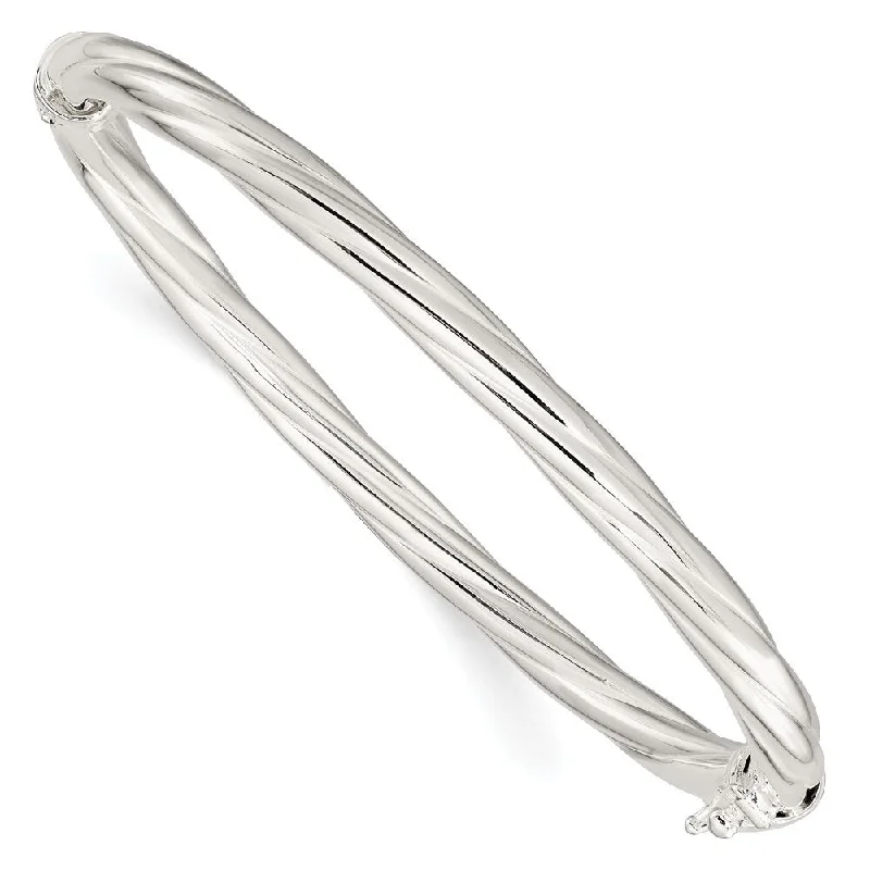 Ladies luxury bracelet-925 Sterling Silver Twisted Hinged Bangle Bracelet (10.49grm)