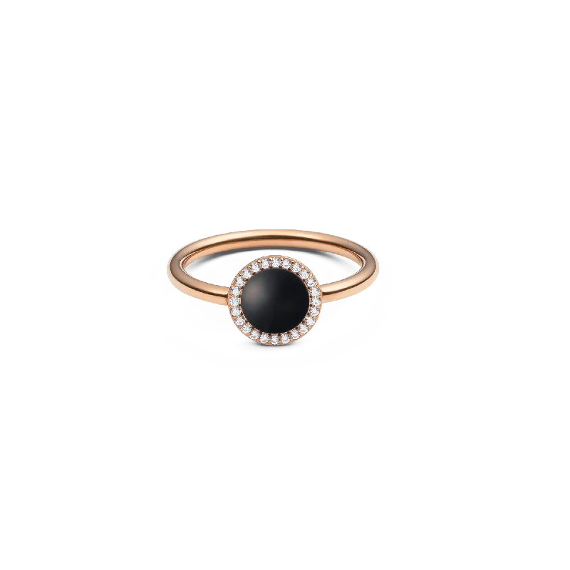 Ladies promise ring-Audrey Ring Black Agathe Rose Gold