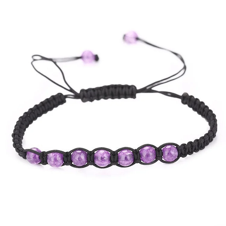 Ladies minimalist bracelet-Simple Style Round Natural Stone Beaded Knitting Bracelets 1 Piece