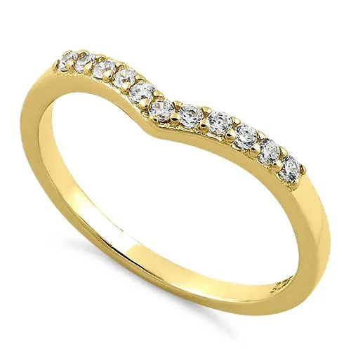 Ladies custom ring-Yellow Gold Plated Pointed V CZ Ring