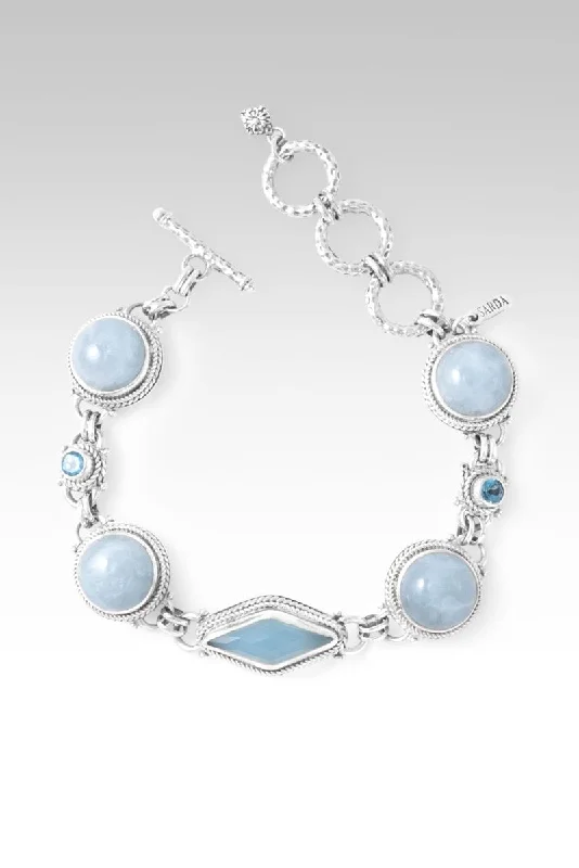 Ladies cuff bangles-Prayerful Heart Bracelet™ in Paraiba Chalcedony