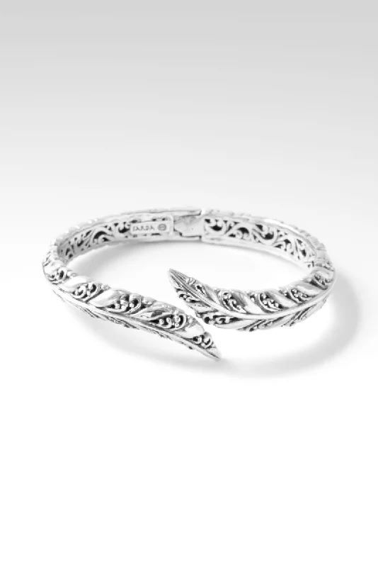 Ladies pearl bangle bracelet-Under His Wings Bypass Bracelet™ in Leaf