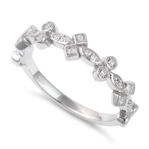 Ladies engagement ring set-Sterling Silver Elegant CZ Ring