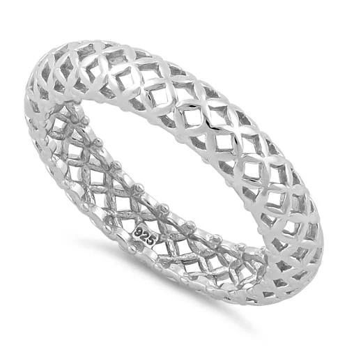 Ladies vintage ring-Sterling Silver High Polish Cross Pattern Eternity Ring