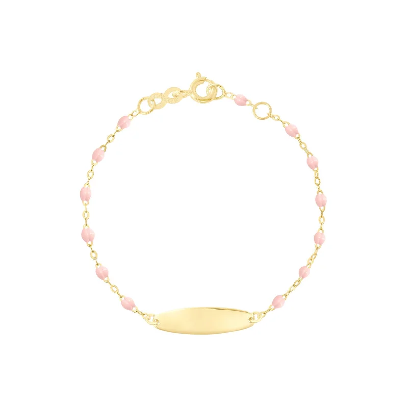 Ladies infinity bangle-Gigi Clozeau | Little Gigi Oval Plaque Bracelet, Baby Pink