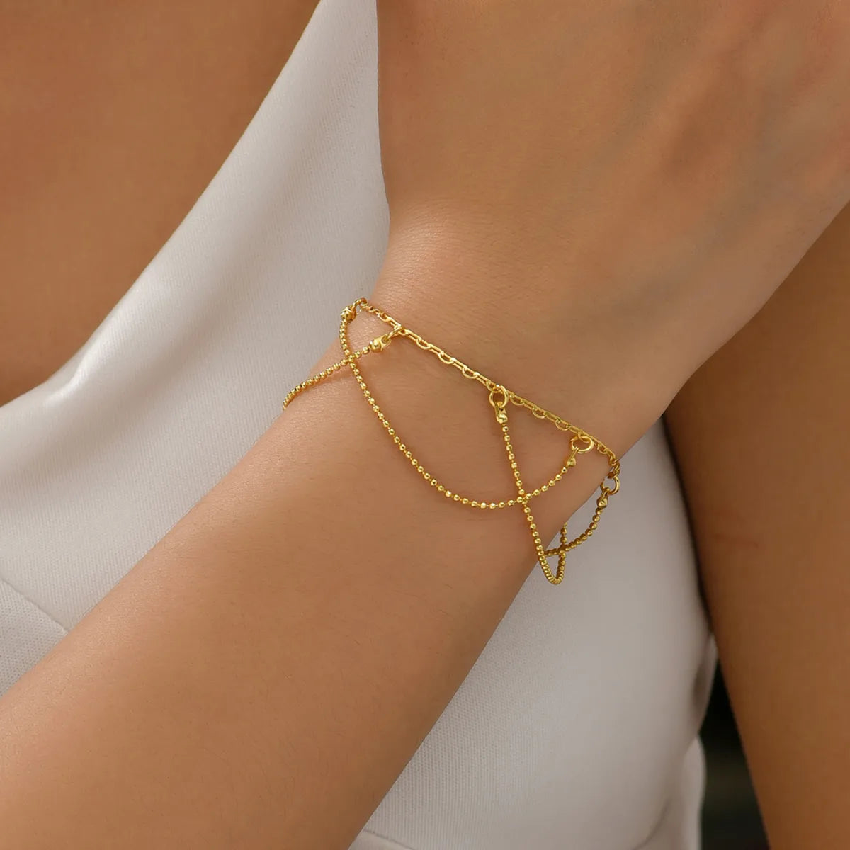 Ladies romantic bracelet-Simple Style Geometric Copper Plating 18k Gold Plated Bracelets