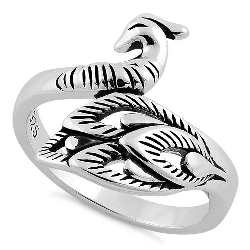 Ladies gemstone wedding ring-Sterling Silver Peacock Ring