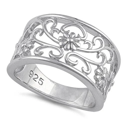 Ladies ruby ring-Sterling Silver Wild Flowers Ring