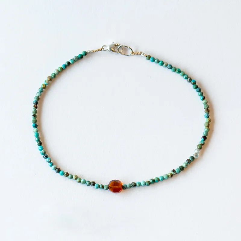 Ladies sapphire bracelet-Margaret Solow | Turquoise and Hessonite Garnet Bracelet