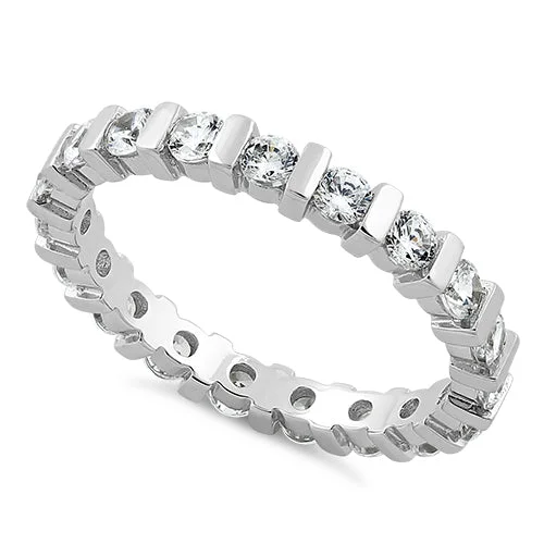 Ladies wedding ring set with diamonds-Sterling Silver Stackable Eternity CZ Ring