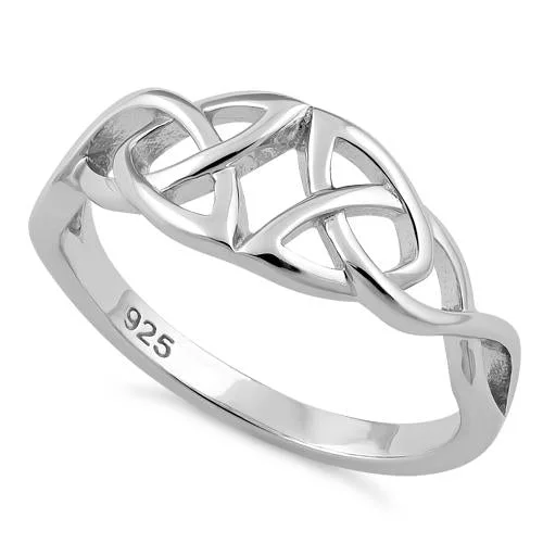 Ladies double band ring-Sterling Silver Eye Celtic Ring