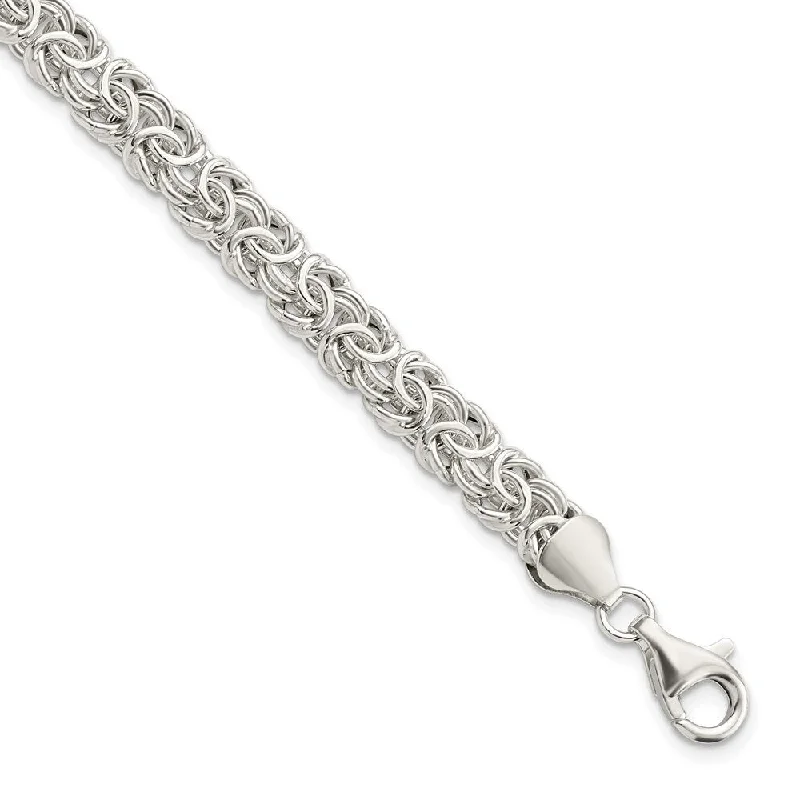 Ladies custom design bracelet-925 Sterling Silver Byzantine Link Bracelet, 7.5" (W-6.67mm)