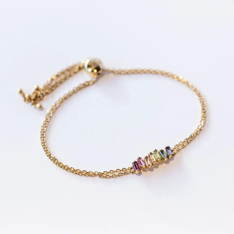 Ladies custom charm bracelet-Suzanne Kalan | 14k Amalfi Rainbow Adjustable Chain Bracelet