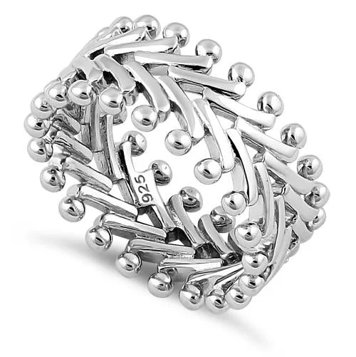 Ladies fashion ring-Sterling Silver Protruding Eternity Ring