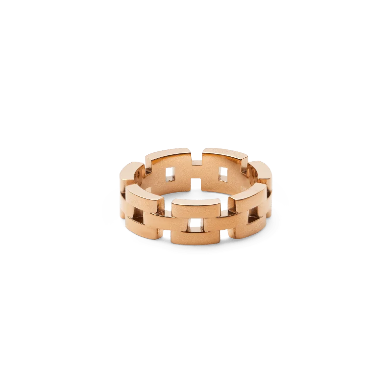 Ladies personalized gold ring-3-Link Ring Rose Gold