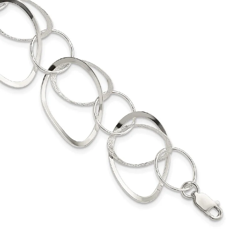 Ladies elegant bracelet-925 Sterling Silver and Textured Circle Bracelet, 7.5"