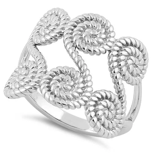 Ladies diamond eternity band-Sterling Silver Sweet Rope Swirls Ring