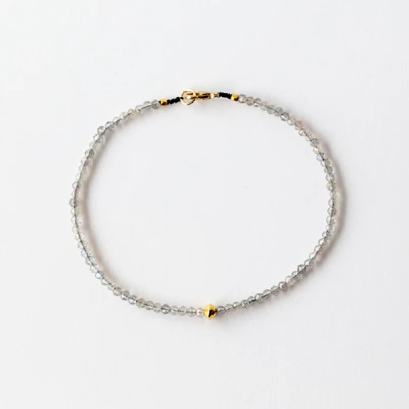 Ladies gold chain bracelet-Margaret Solow | Labradorite Beaded Bracelet with Gold Bead