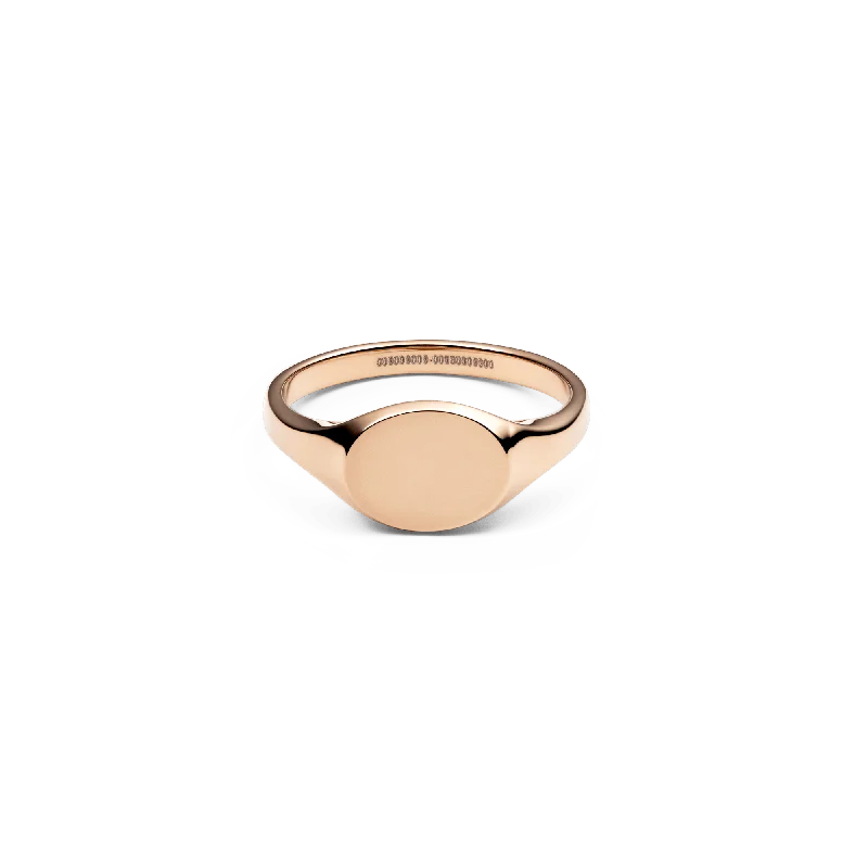 Ladies double band ring-Classic Mini Signet Ring Rose Gold