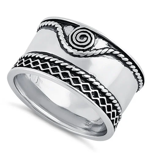 Ladies diamond band ring-Sterling Silver Bali Swirl Ring