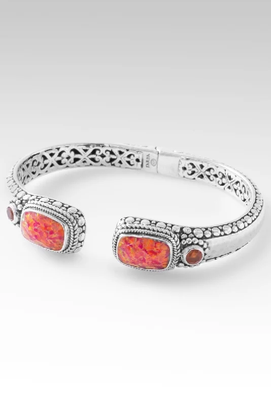 Ladies rose gold bangles-Radiant Glory Tip-to-Tip Bracelet™ in Alizarin Crimson Simulated Opal