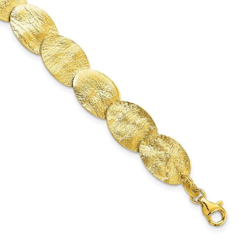 Ladies gold bracelet-925 Sterling Silver Gold-tone Textured Bracelet, 7" w/2in Extender