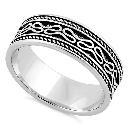 Ladies vintage-inspired ring-Sterling Silver Bali Design Band Ring