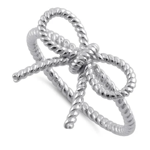 Ladies promise ring-Sterling Silver Ribbon String Ring