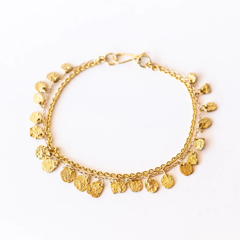 Ladies gemstone bangles-Sarah McGuire | Gold Kelp Double Chain Bracelet