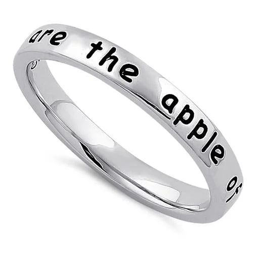 Ladies emerald gemstone ring-Sterling Silver "You are the apple of my eye" Ring