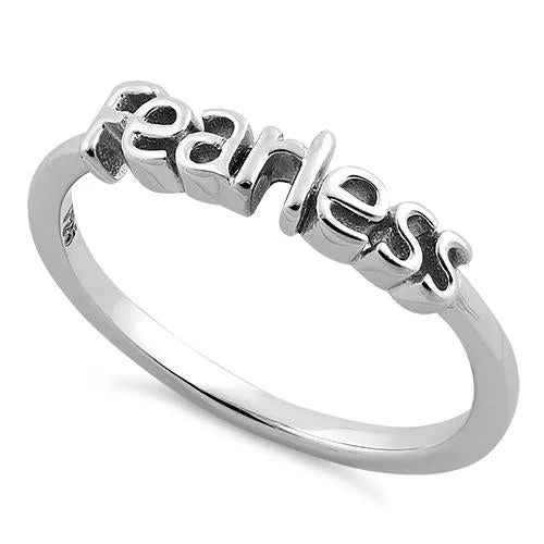 Ladies three-stone engagement ring-Sterling Silver "Fearless" Ring