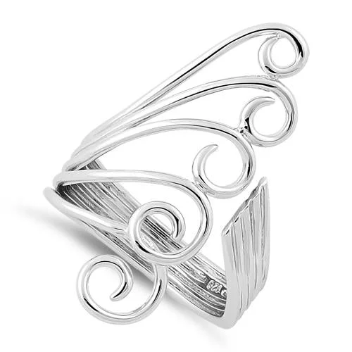 Ladies wedding ring set-Sterling Silver Crashing Waves Ring