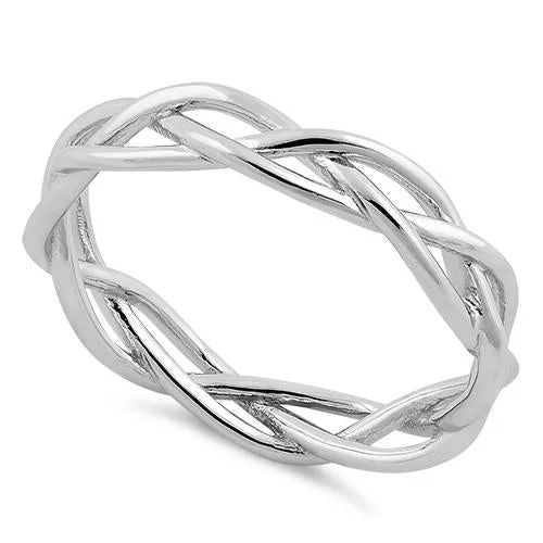 Ladies twist design ring-Sterling Silver Braided Ring